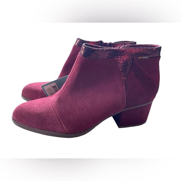 NWT TOMS Loren Burgundy Suede/Textile Snake Ankle Booties, Size 7.5 - Picture 3 of 7